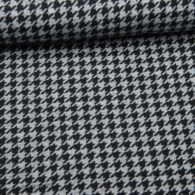 Jaquardjersey Xaver Hahnentritt schwarz