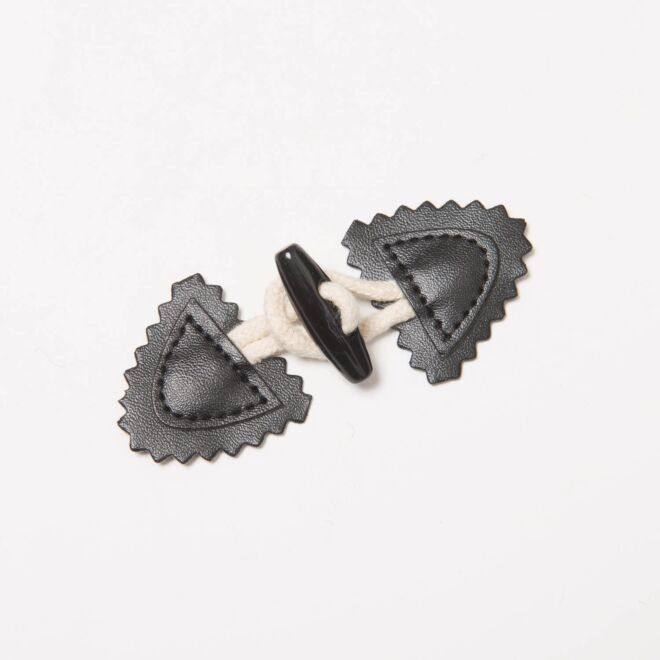 Dufflecoatverschluss Leder 10cm schwarz