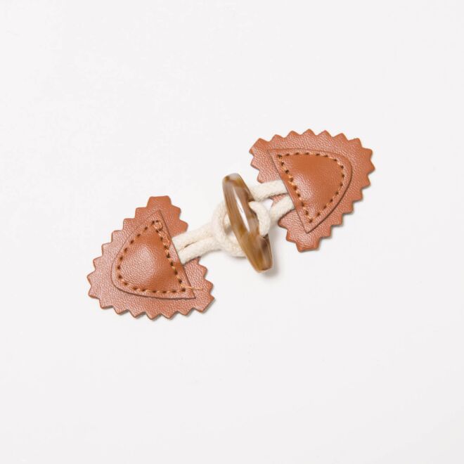 Dufflecoatverschluss Leder 10cm tobacco