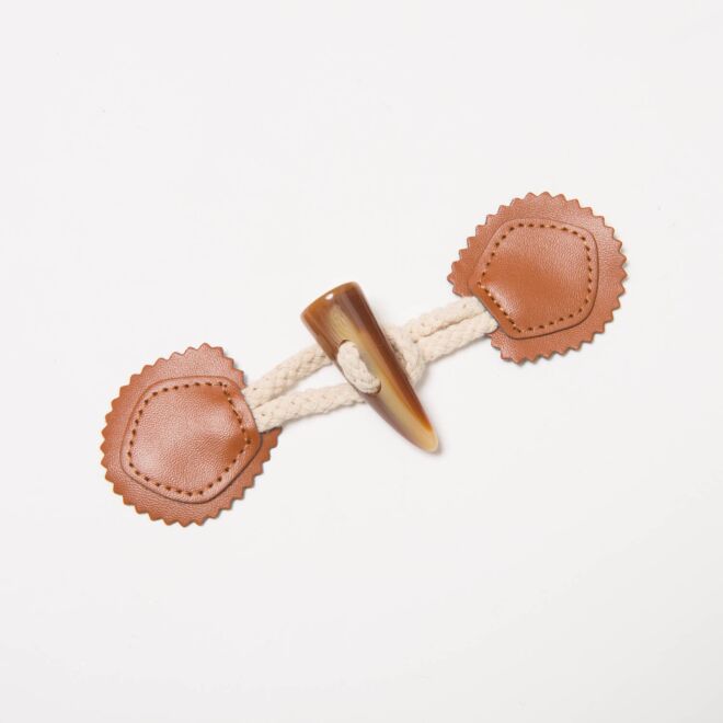 Dufflecoatverschluss Leder 15cm tobacco