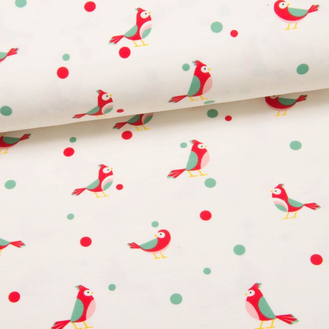 Glow in the Dark Birds on Dots Jersey weiß