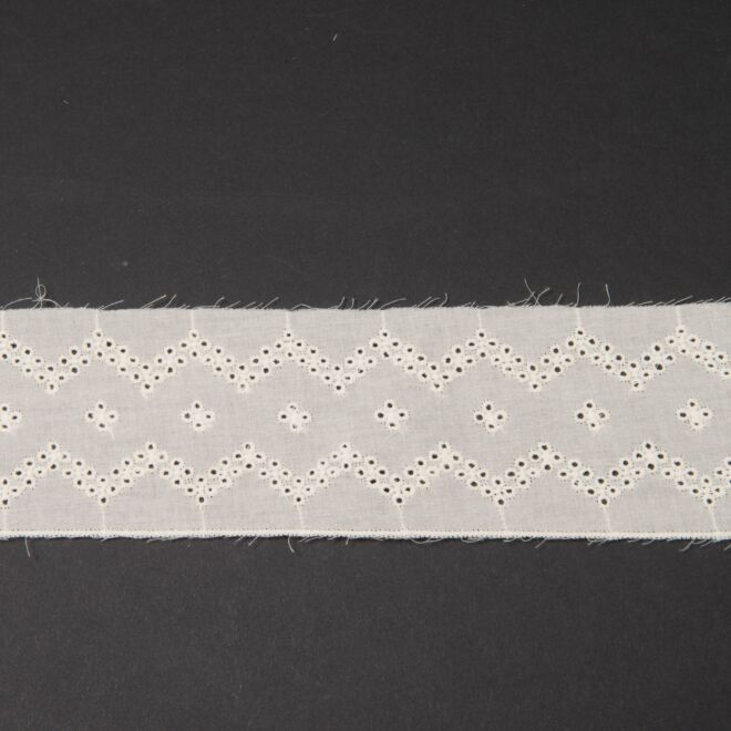 65mm Spitzenband Baumwolle ZickZack Punkte creme