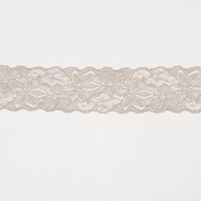 47mm Spitze elastisch Blumen hellgrau