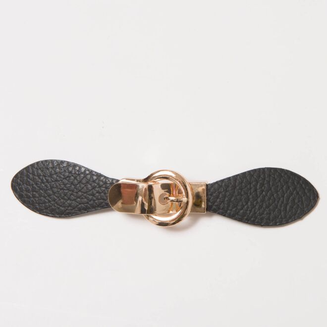 13cm Kunstleder-Verschluss "Glam" schwarz/gold
