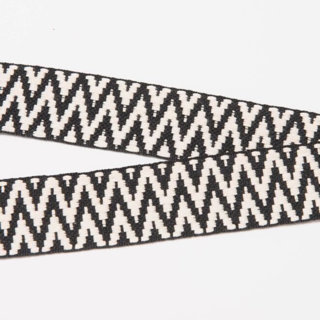 40mm Doubleface Webband ZigZag schwarz/beige