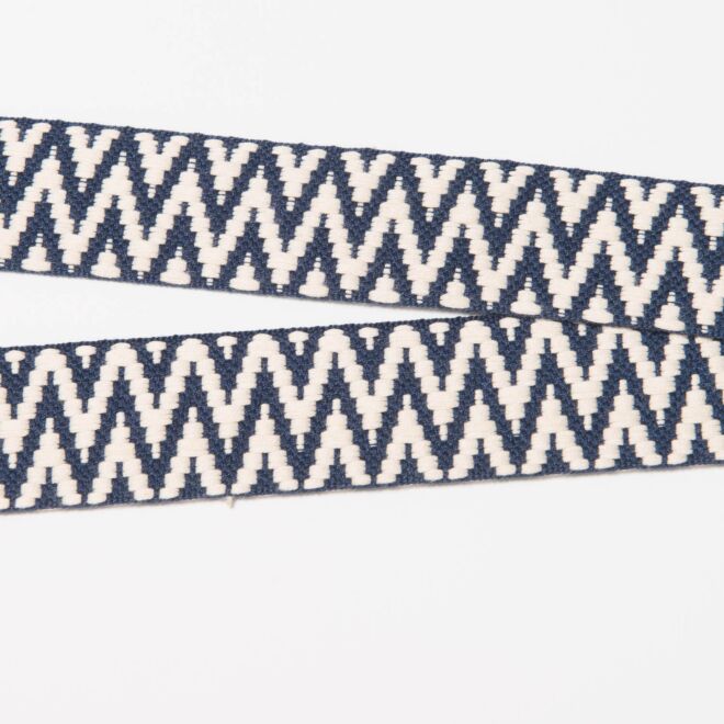 40mm Doubleface Webband ZigZag navy/beige