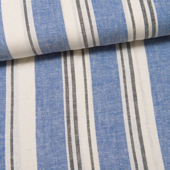 Leinen-Viskose Summer Stripes blau