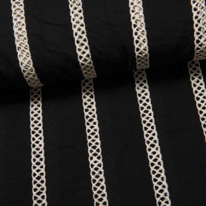 *SALE* Lochstick-Streifen schmal Baumwolle schwarz
