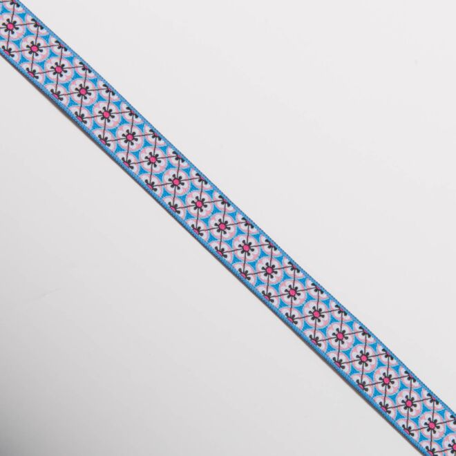 1,5cm Jacquard-Webband "Blümchen" blau