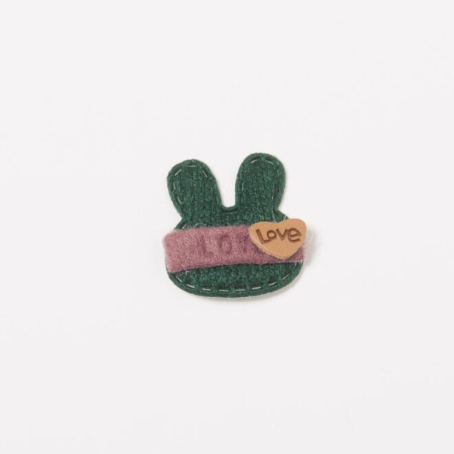 Love Hase Aufnäher dunkelgrün