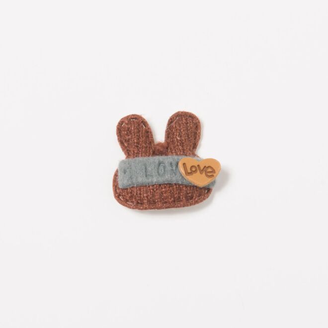 Love Hase Aufnäher rotbraun