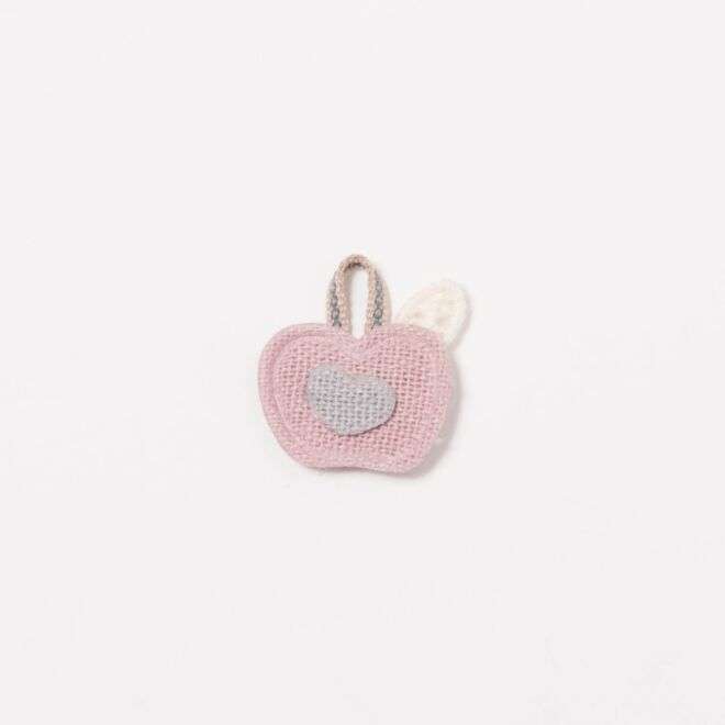 Herzapfel Aufnäher rosa/grau