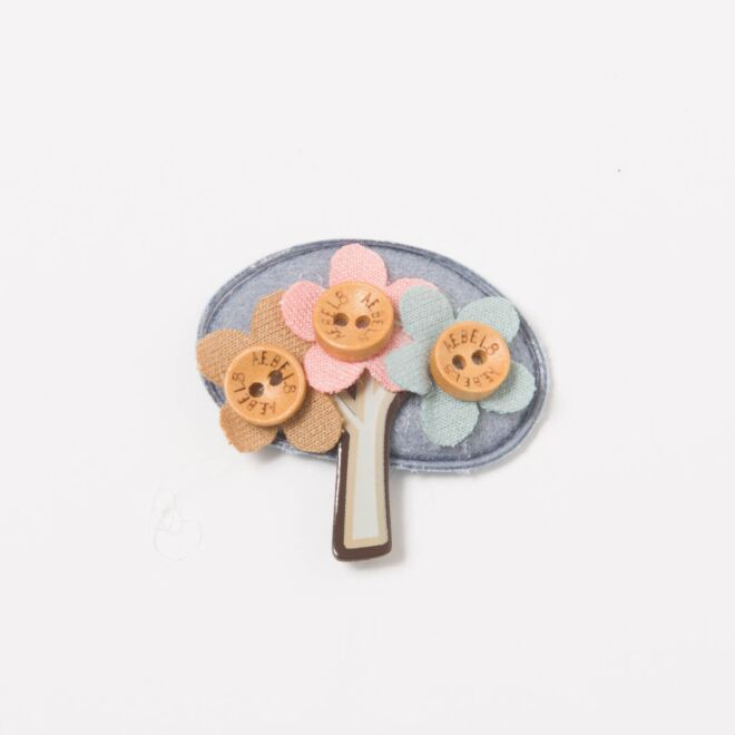 Blumenstrauß Aufnäher jeansblau/bunt