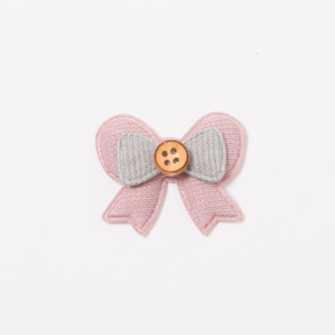 Süßes Schleifchen Aufnäher rosè/grau