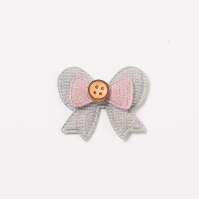 Süßes Schleifchen Aufnäher mittelgrau/rosè