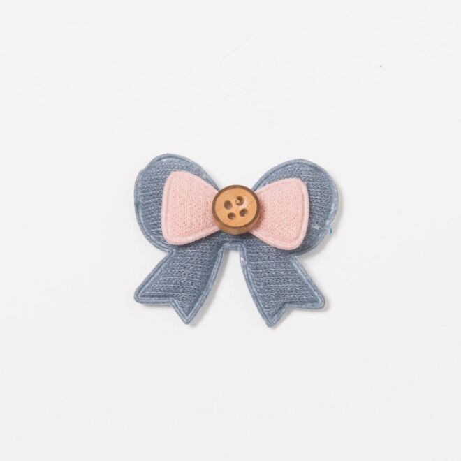 Süßes Schleifchen Aufnäher jeansblau/rosa