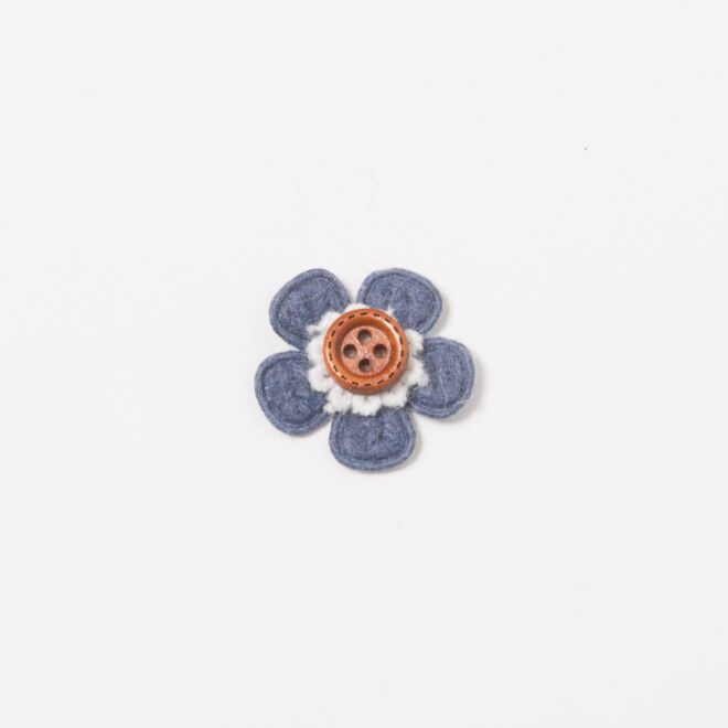 Knopfblume Aufnäher jeansblau