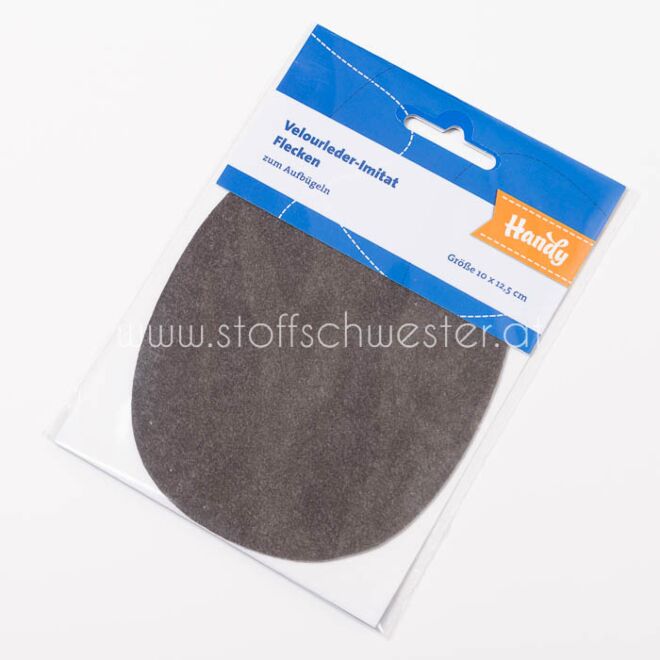 Stoffschwester Flicken Velourleder-Imitat grau