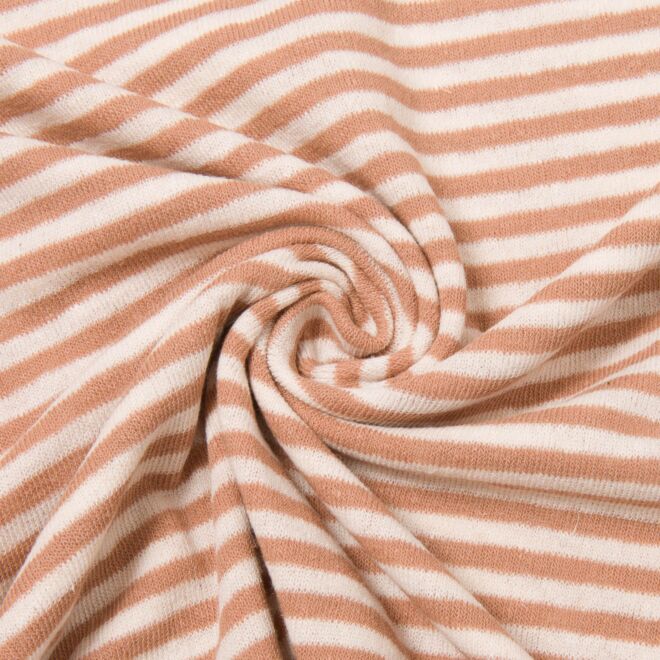 Bio-Baumwoll-Leinen-Strick "Nice Stripes" hellbraun