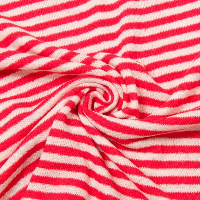 Bio-Baumwoll-Leinen-Strick "Nice Stripes" rot