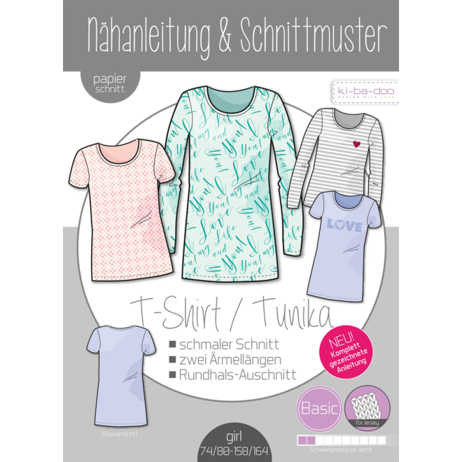 Papierschnittmuster Basic Shirt/Tunika Mädchen (74/80 bis 158/164)