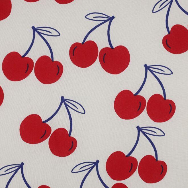 Beschichtete Baumwolle „Cherries“ offwhite