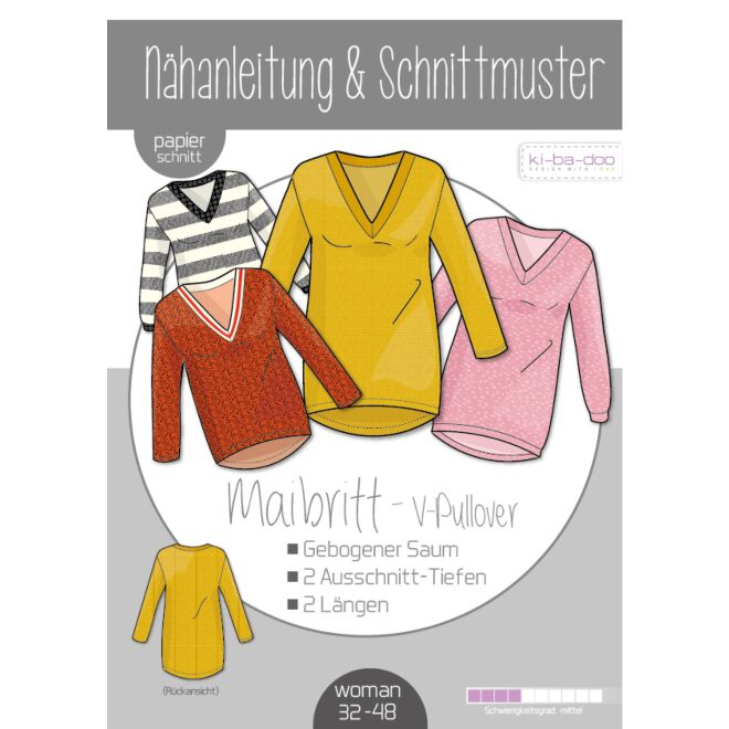 Papierschnittmuster "V-Pullover Maibritt Damen"