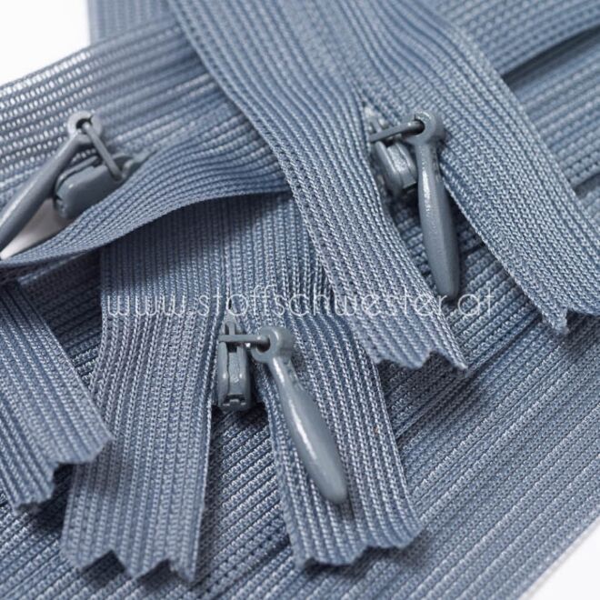 22cm Nahtverdeckter Reißverschluss mittelgrau