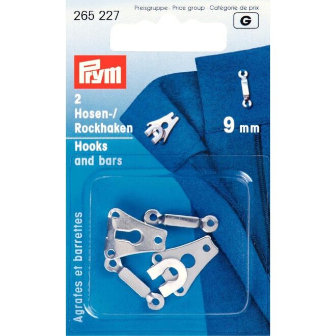 Prym Hosen- oder Rockhaken, 9mm, silber
