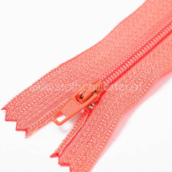 50cm Feiner Nylon Reißverschluß, 2mm, unteilbar, orange