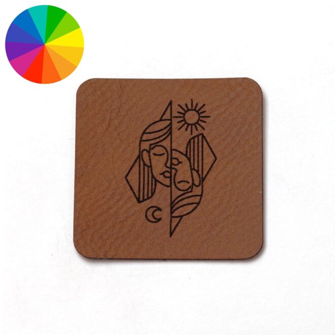 Kunstlederlabel "Sternzeichen Zwilling" (40mm x 40mm)