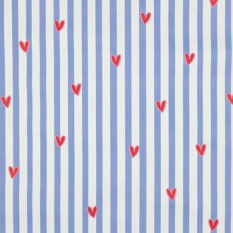 Regenjackenstoff „Hearts & Stripes“ blau/weiß