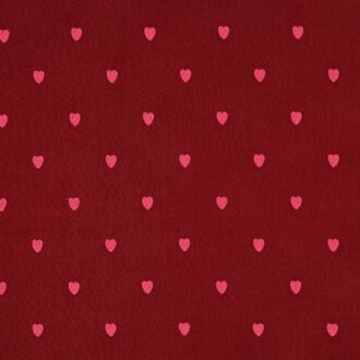 Bestickter Musselin „Pink Hearts“ dunkelrot
