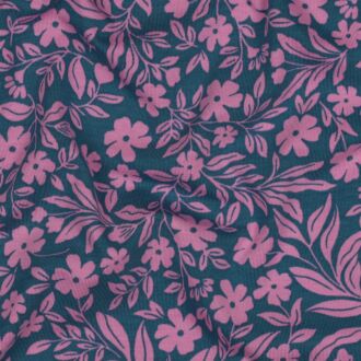 Jersey „Pink Leaf Garden“ petrol