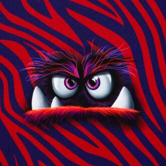 French Terry Monsta Stripes rot/blau (ca. 85cm Panel)