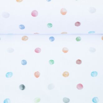 Baumwolljersey Nara Aquarelltupfen bunt/weiß