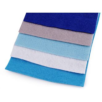 1mm Bastelfilz Set 5 Farben 10x46cm - Blautöne
