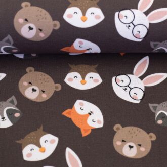 Vorbestellung Baumwolljersey Gary Tierköpfe schlamm