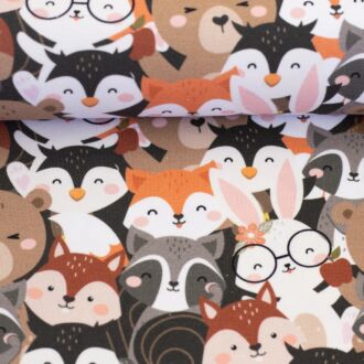 Vorbestellung Baumwolljersey Gary Tierköpfe Allover