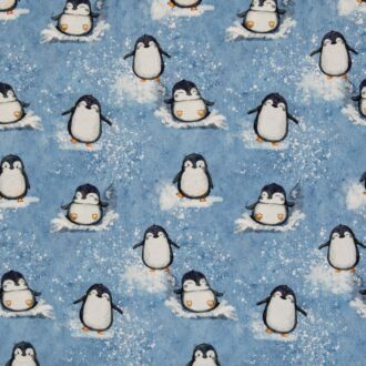 Vorbestellung French Terry Arctic Pinguine blau