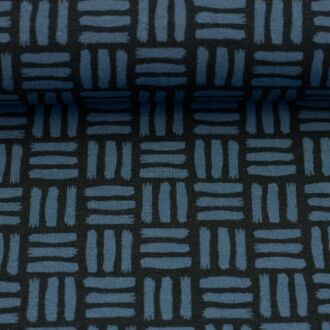 Modal French Terry Wabi Grid rauchblau/anthrazit