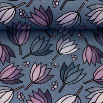 Canvas Floral Tales Tulips rauchblau by Emjo-Design