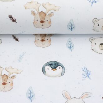 Vorbestellung Baumwolljersey Cute Polaranimals weiß