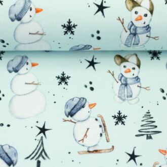Kuschelsweat Winterwonderland Schneemänner hellmint