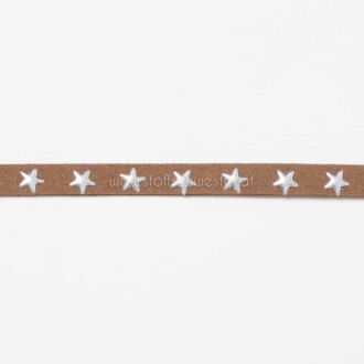 7mm Kunstwildlederband mit Sternen schokobraun