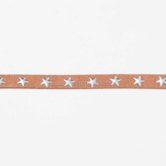 7mm Kunstwildlederband mit Sternen nussbraun