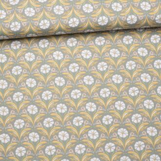 Webware Art Deco Blüten grau