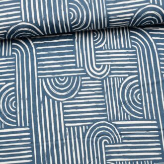 Viskosejersey Geometrische Linien blau (Ecovero)