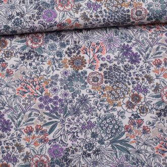 Baumwollwebware Doodle Flowers offwhite