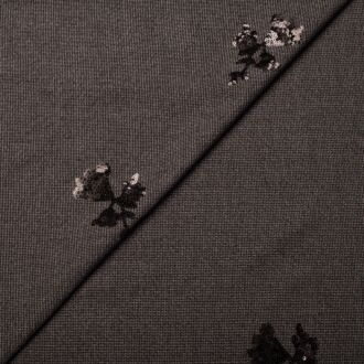 Paillettenstickerei auf graukariertem Grund (made in Italy)